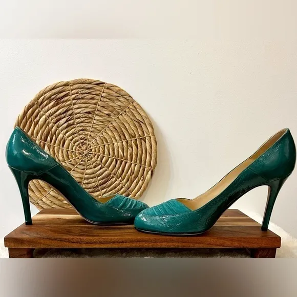 Butter Parker Patent Leather with Suede Heels in Peacock Teal Size 9