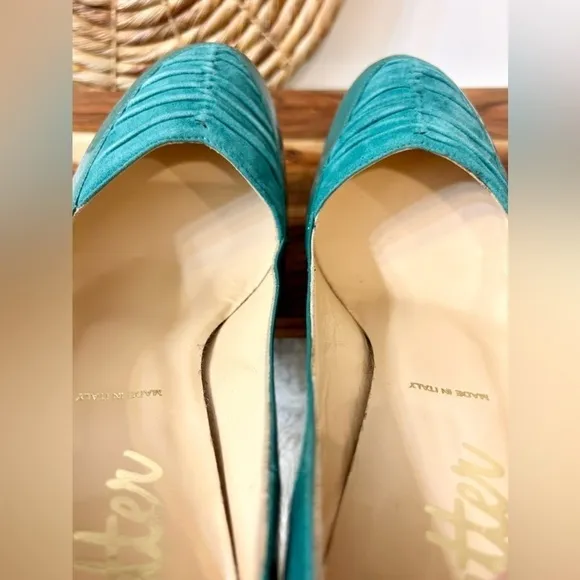 Butter Parker Patent Leather with Suede Heels in Peacock Teal Size 9