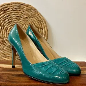 Butter Parker Patent Leather with Suede Heels in Peacock Teal Size 9