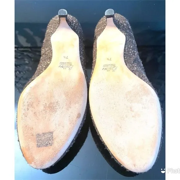 Butter Tweed Brown Gold Kitten Heel Pumps Women’s Shoes Size 7.5 Medium.