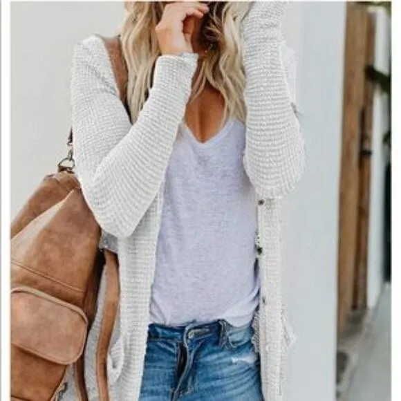 Button Down Knitted Sweater Cardigan