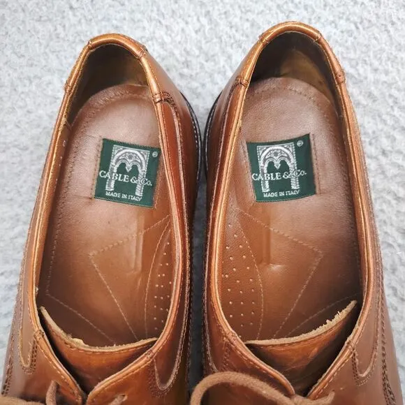 Cable &amp; Co Executive Cap Toe Oxford Dress Shoes Brown Leather Lace Up Mens 11 D