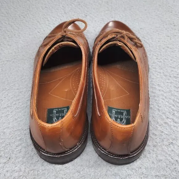 Cable &amp; Co Executive Cap Toe Oxford Dress Shoes Brown Leather Lace Up Mens 11 D
