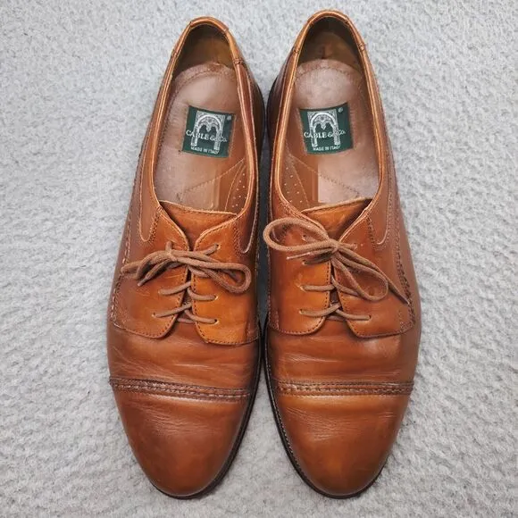Cable &amp; Co Executive Cap Toe Oxford Dress Shoes Brown Leather Lace Up Mens 11 D