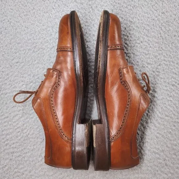 Cable &amp; Co Executive Cap Toe Oxford Dress Shoes Brown Leather Lace Up Mens 11 D