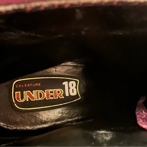 Calzature Under 18 Women’s Tie Up Wineberry Suede Embroidered Flat Shoes Size 10