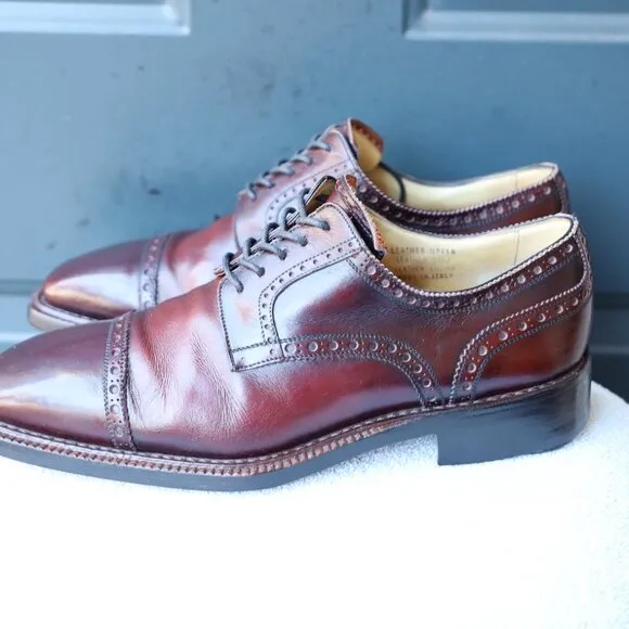 Calzoleria Harris 10 Burgundy Norvegese Derby Mens Dress Shoes