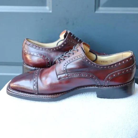 Calzoleria Harris 10 Burgundy Norvegese Derby Mens Dress Shoes