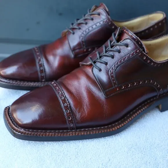 Calzoleria Harris 10 Burgundy Norvegese Derby Mens Dress Shoes