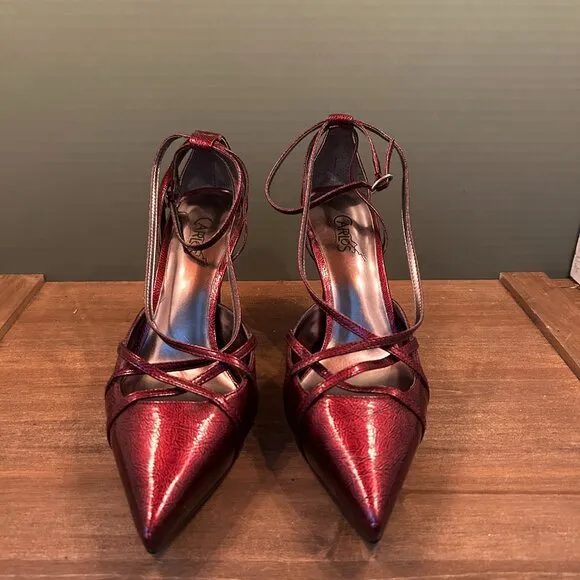 Carlos Santana Vintage Womens Burgundy 4&quot; Stiletto Heels Size 8M
