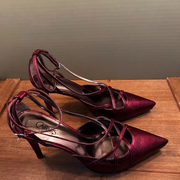 Carlos Santana Vintage Womens Burgundy 4&quot; Stiletto Heels Size 8M
