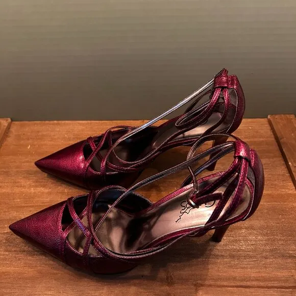 Carlos Santana Vintage Womens Burgundy 4&quot; Stiletto Heels Size 8M