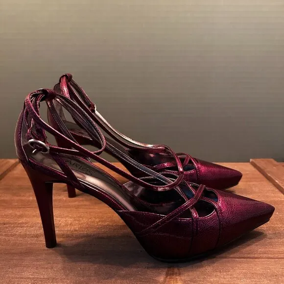 Carlos Santana Vintage Womens Burgundy 4&quot; Stiletto Heels Size 8M