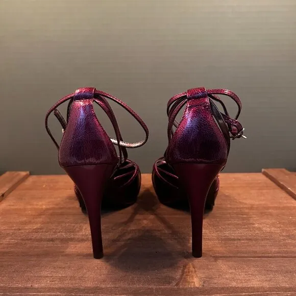 Carlos Santana Vintage Womens Burgundy 4&quot; Stiletto Heels Size 8M
