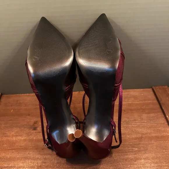 Carlos Santana Vintage Womens Burgundy 4&quot; Stiletto Heels Size 8M