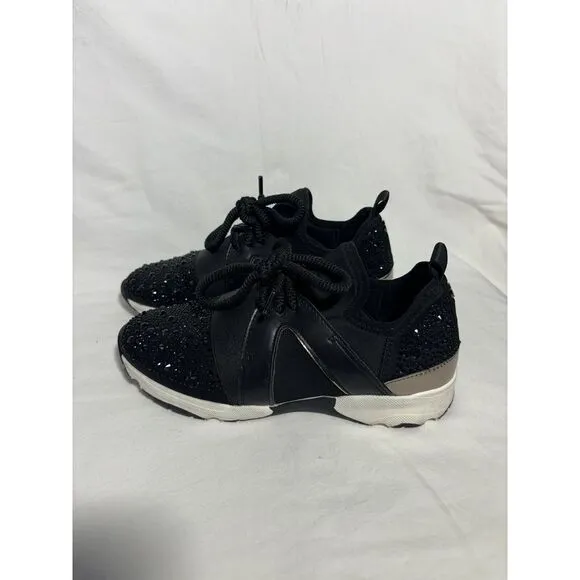 Carvela Kurt Geiger Sequen Shoes Womens 5 Black Trainer‎ Embellished EUC H16