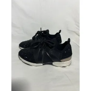 Carvela Kurt Geiger Sequen Shoes Womens 5 Black Trainer‎ Embellished EUC H16