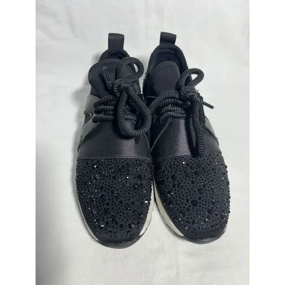 Carvela Kurt Geiger Sequen Shoes Womens 5 Black Trainer‎ Embellished EUC H16