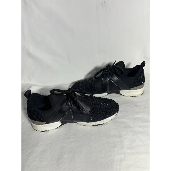 Carvela Kurt Geiger Sequen Shoes Womens 5 Black Trainer‎ Embellished EUC H16