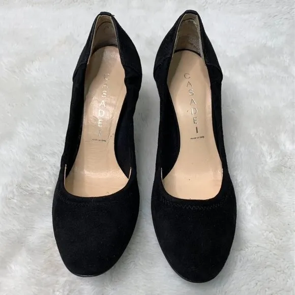 Casadei Women’s Black Suede and Leather Heels Pumps Size 5