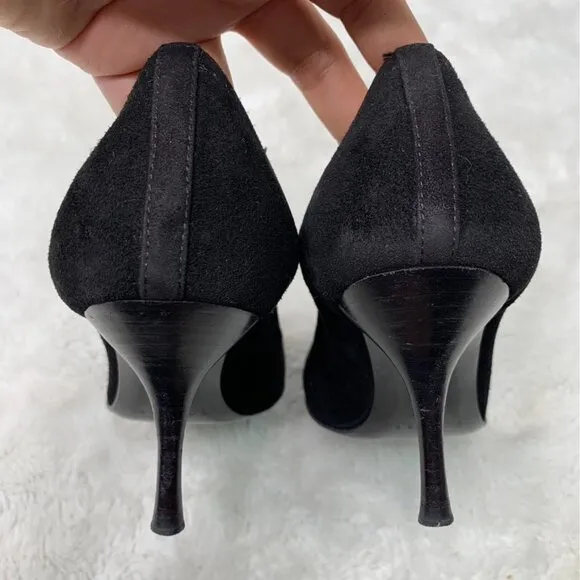 Casadei Women’s Black Suede and Leather Heels Pumps Size 5