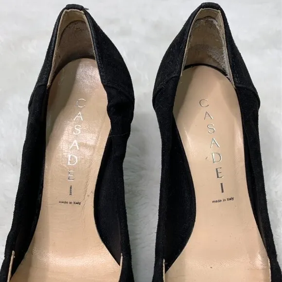 Casadei Women’s Black Suede and Leather Heels Pumps Size 5