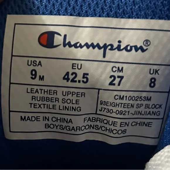 Champion 93 Eighteen SP Block Mens Shoes Size 9M Black Multi CM100253M VGUC