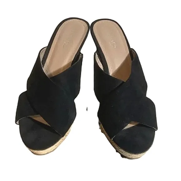 CHARLES DAVID Latrice Suede/Cork Slip-On Slide Mule Platform Sandals NWT