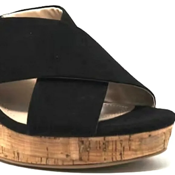 CHARLES DAVID Latrice Suede/Cork Slip-On Slide Mule Platform Sandals NWT