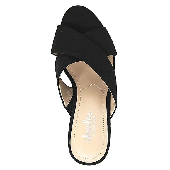 CHARLES DAVID Latrice Suede/Cork Slip-On Slide Mule Platform Sandals NWT