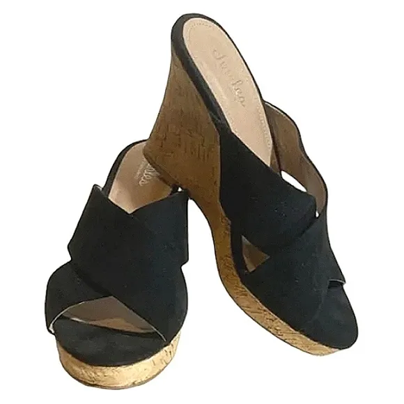 CHARLES DAVID Latrice Suede/Cork Slip-On Slide Mule Platform Sandals NWT