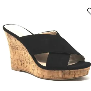 CHARLES DAVID Latrice Suede/Cork Slip-On Slide Mule Platform Sandals NWT