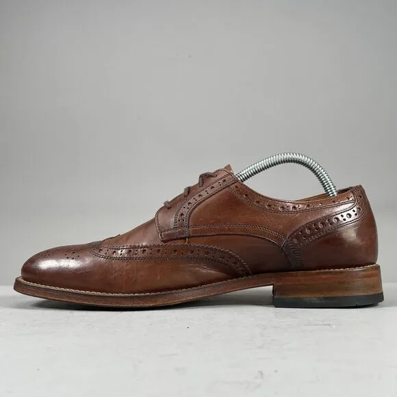 Charles Tyrwhitt Men’s Size 7.5 Brown Leather Wingtip Oxford Dress Shoes Lace Up