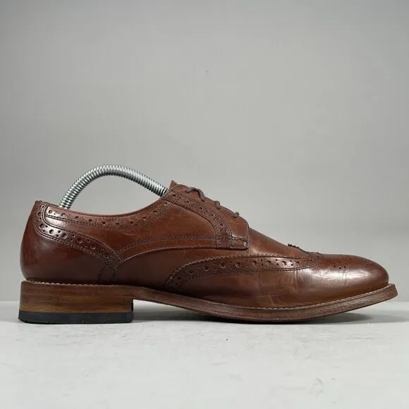 Charles Tyrwhitt Men’s Size 7.5 Brown Leather Wingtip Oxford Dress Shoes Lace Up
