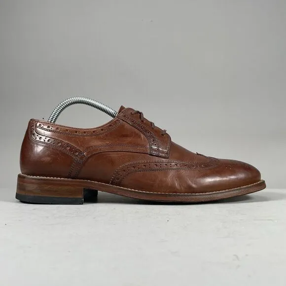 Charles Tyrwhitt Men’s Size 7.5 Brown Leather Wingtip Oxford Dress Shoes Lace Up