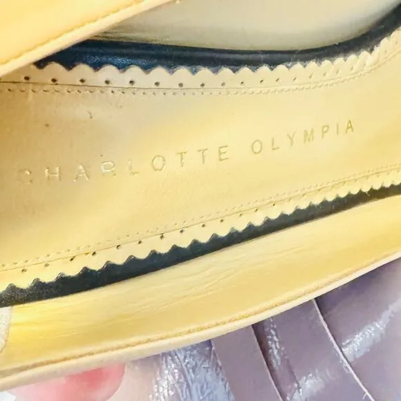 Charlotte Olympia Shoes Womens 38.5 Black Nude Heels Zipper Stiletto Cap Toe