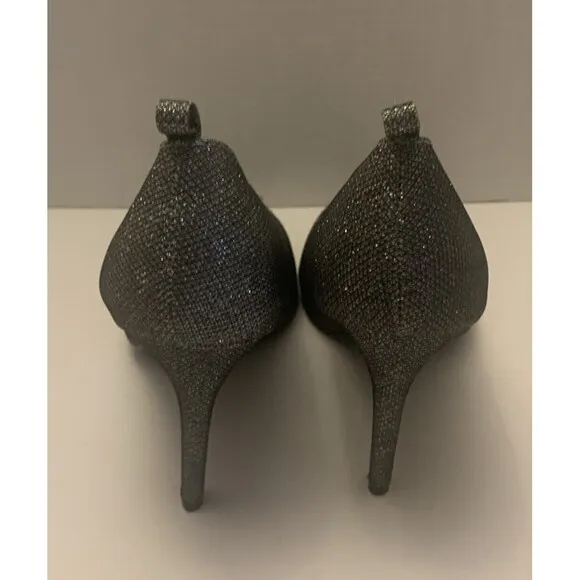 Chase &amp; Chloe Womens Yasmin 2 Pump Heels Sequins Pointed Toe Silver Size 10