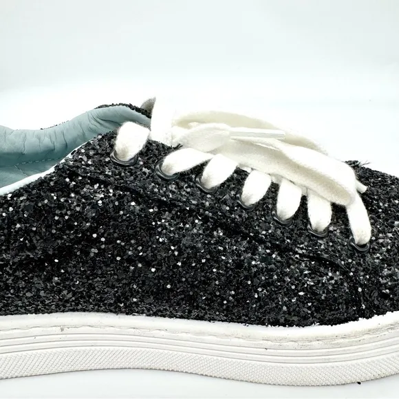 CHIARA FERRAGNI Women's Black Glitter Eye Sneakers Size 38 (US 8)