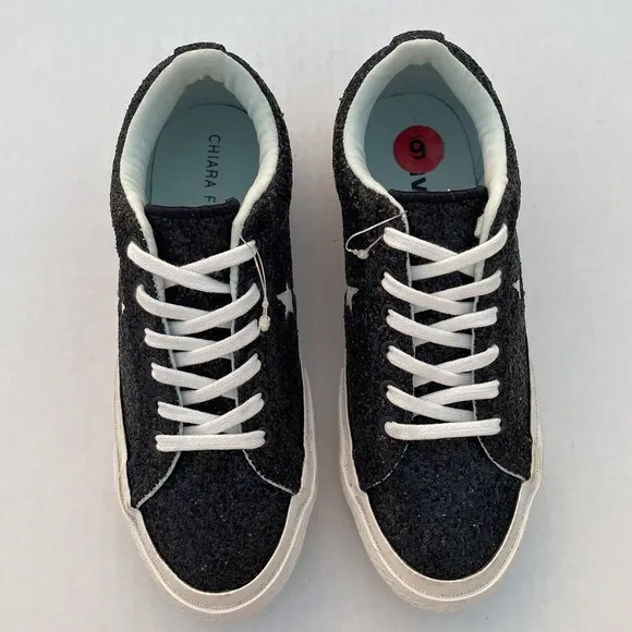 Chiara Ferragni X Converse Chuck Taylor Low Top Sneakers US 6 Black Glitter