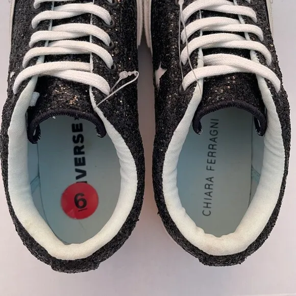 Chiara Ferragni X Converse Chuck Taylor Low Top Sneakers US 6 Black Glitter