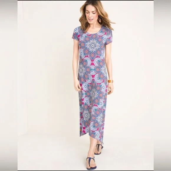 Chico’s Medallion Cluster Print Maxi Dress
