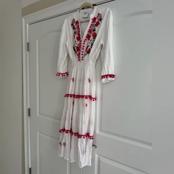 Chicwish Embroidered White Maxi Dress Midi Dress
