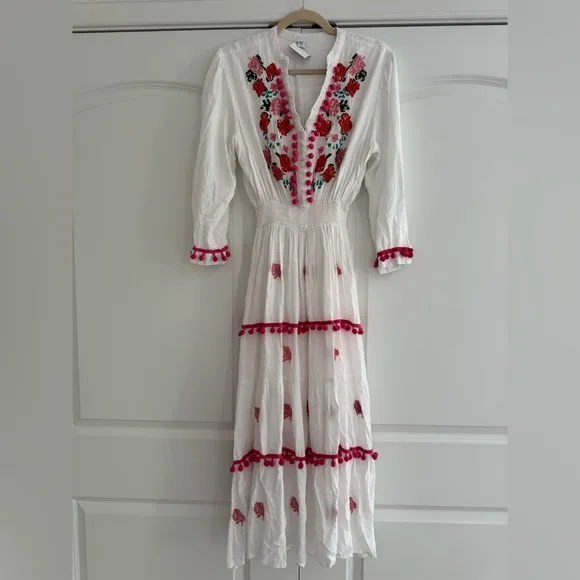 Chicwish Embroidered White Maxi Dress Midi Dress