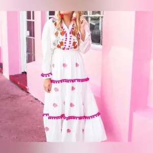 Chicwish Embroidered White Maxi Dress Midi Dress
