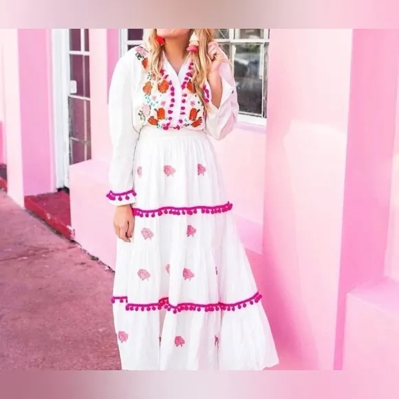Chicwish Embroidered White Maxi Dress Midi Dress