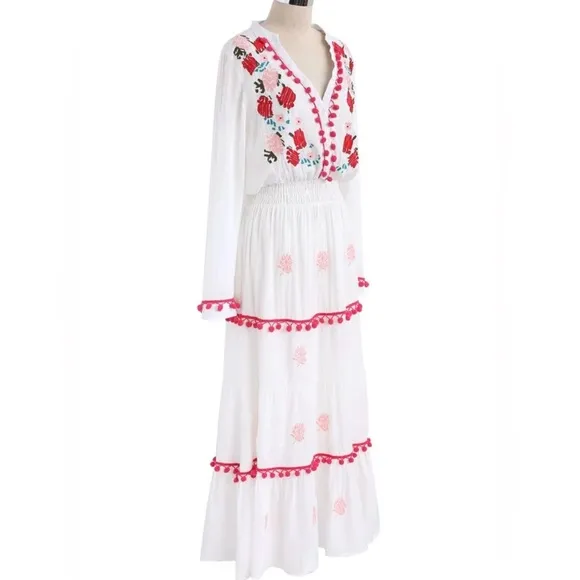 Chicwish Embroidered White Maxi Dress Midi Dress