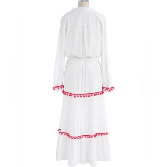 Chicwish Embroidered White Maxi Dress Midi Dress