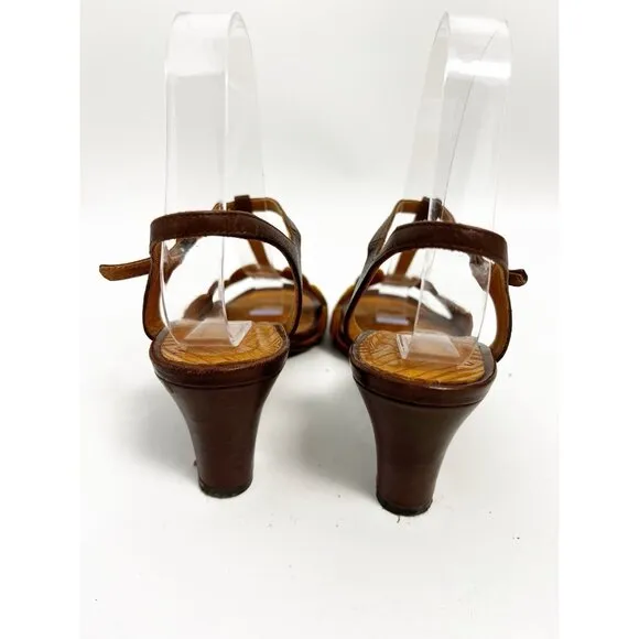 Chie Mihara Quory in Chocolate / Dots Leather Heels Sz 37 US Sz 7