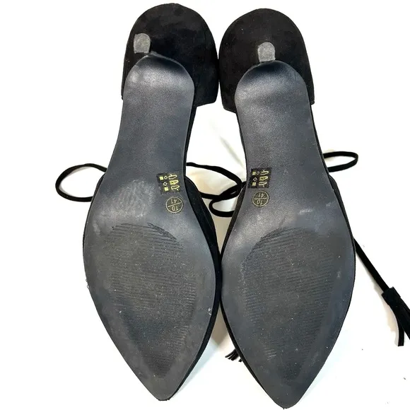 Chinese Laundry Z-Olinda Black Micro Suede Kitten Heel Tassel Tie Womens 10 / 41