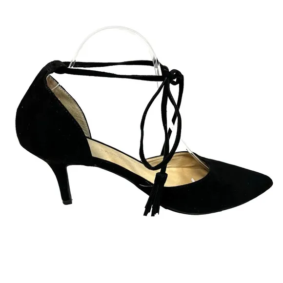 Chinese Laundry Z-Olinda Black Micro Suede Kitten Heel Tassel Tie Womens 10 / 41